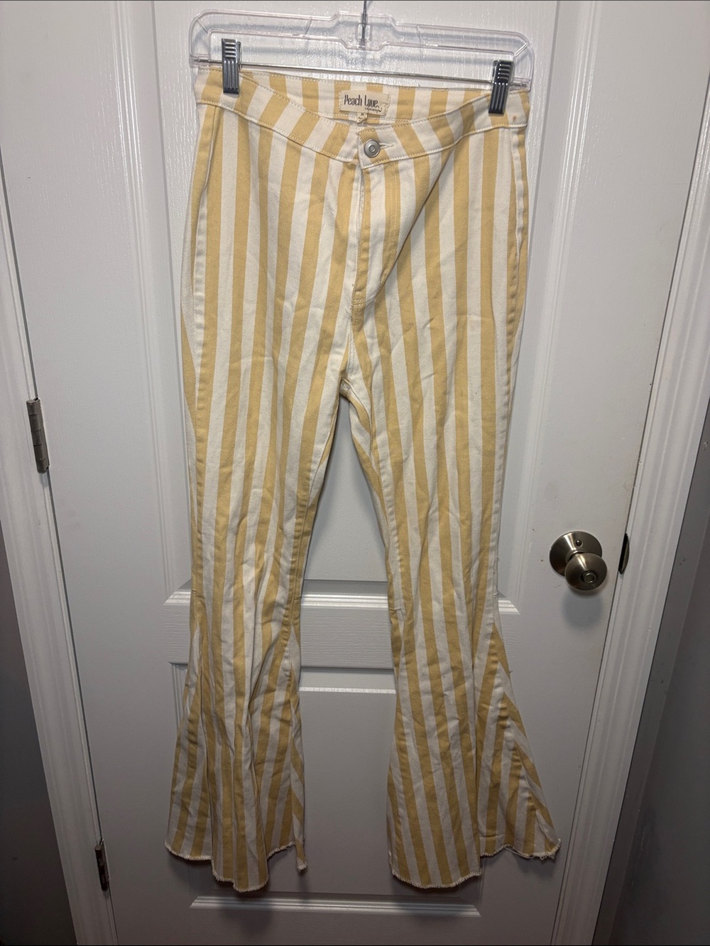 Peach Love California Cream and Yellow Striped High-Waist Pants
